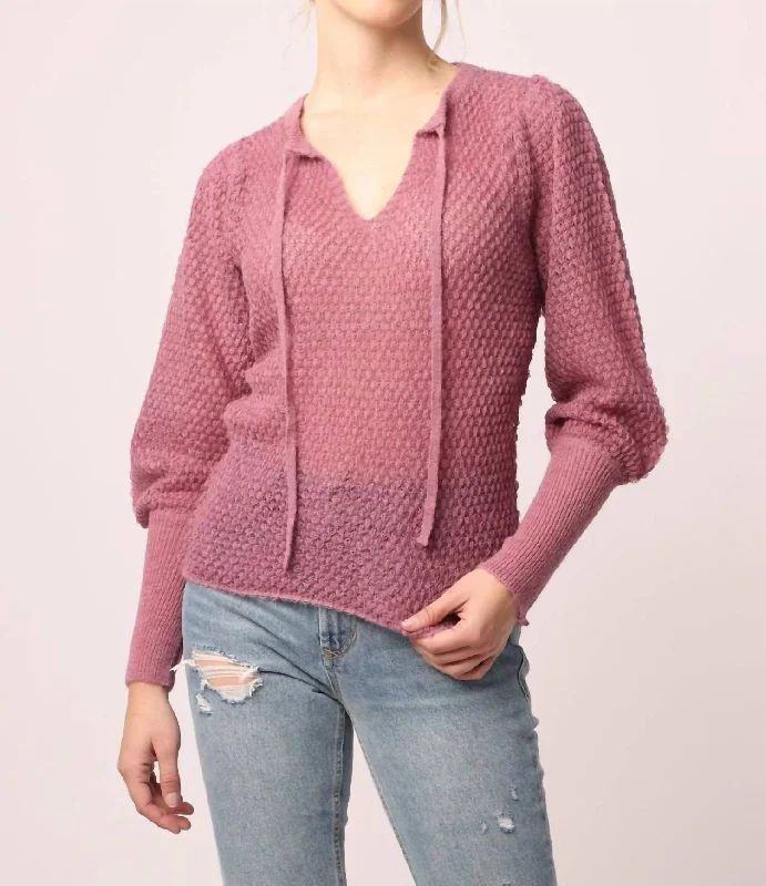 Mila V-Neck Sweater in Rosewood