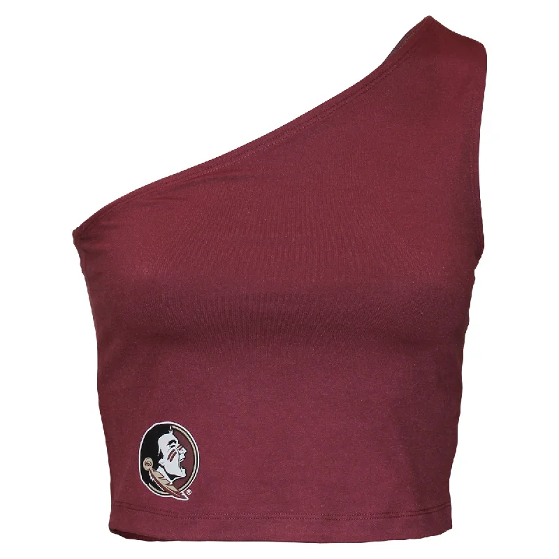 ZooZatz Women's Seminole Logo One Shoulder Crop Tank - Garnet