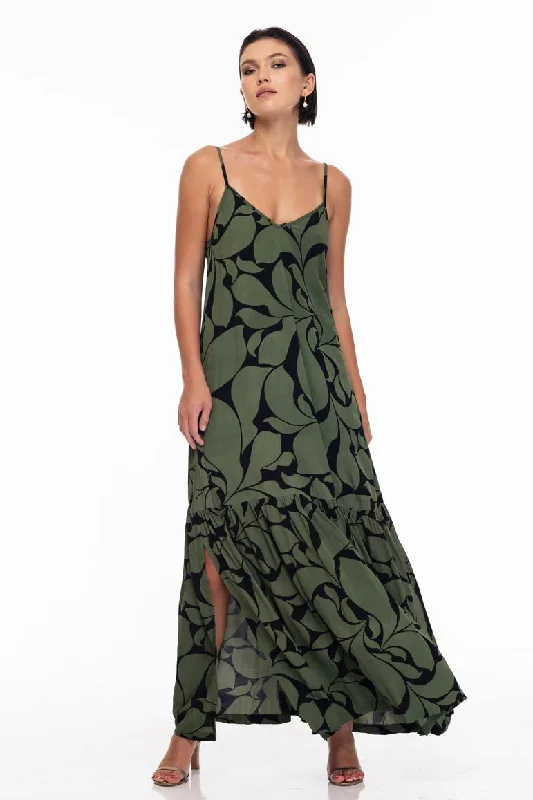 Dallas Black Forest Floral Print Maxi Dress