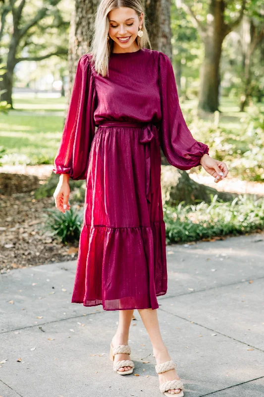 Have Some Fun Burgundy Red Midi Dress