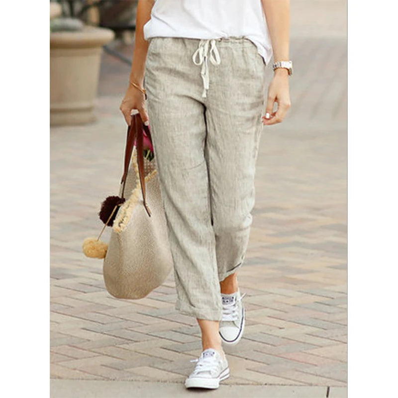 Women's Draw String Loose Fashion Designer Cotton Pants